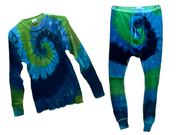 Blue-Green Tie Dyed Thermal Set