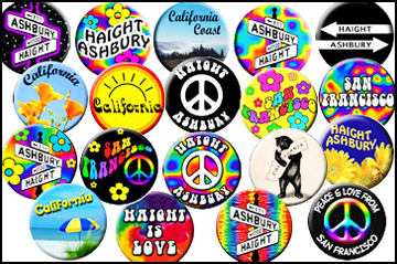 Haight Ashbury and San Francisco California Bulk Button Pack Assortment