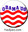 Obama '08 Wavy Red and White Line Democratic Political Button Pin-Badge