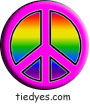 Pink with Rainbow Peace Political Button (Badge, Pin)