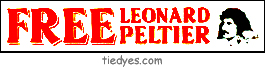 Free Leonard Peltier Political Anti-Bush Bumper Sticker from Tara Thralls Designs' tiedyes.com