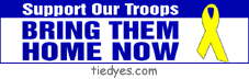Support Our Troops Bring Them Home Now Yellow Ribbon Anti-Bush Political Anti-War Peace Bumper Sticker