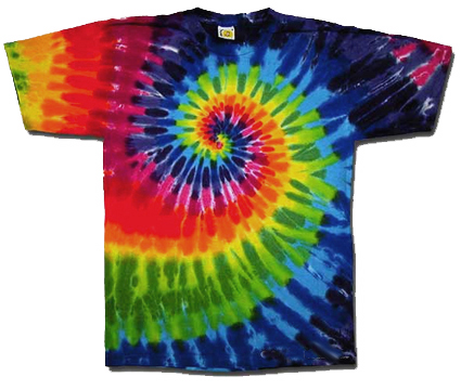 Tie Dyed Swirl Rainbow Tee from Tara Thralls Designs' tiedyes.com