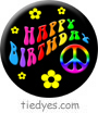 Happy Birthday Groovy Hippie Peace Pin-Badge Button
