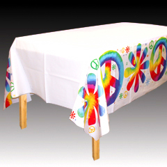 Tie Dyed Plastic Tablecloth Peace Tablecover