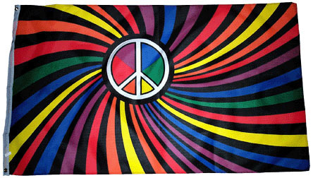 &nbsp;Rainbow/Black Peace Flag by Tiedyes.com